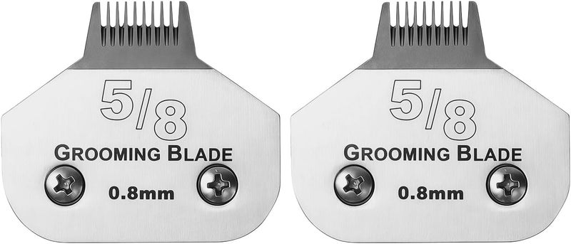 OEMIRY 2 Pcs Size 5/8toe Detachable Dog Grooming Blades, Compatible with Andis, Oster A5, Wahl KM10 Series Clippers, Cut Length 0.8mm, Silver (5/8toe 0.8mm, 2 Packs) - Image 1